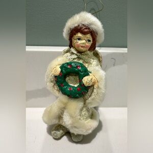 Vintage RETIRED MIDWEST CANNON FALLS 6" CRACKLE  ANGEL ORNAMENT Christmas
